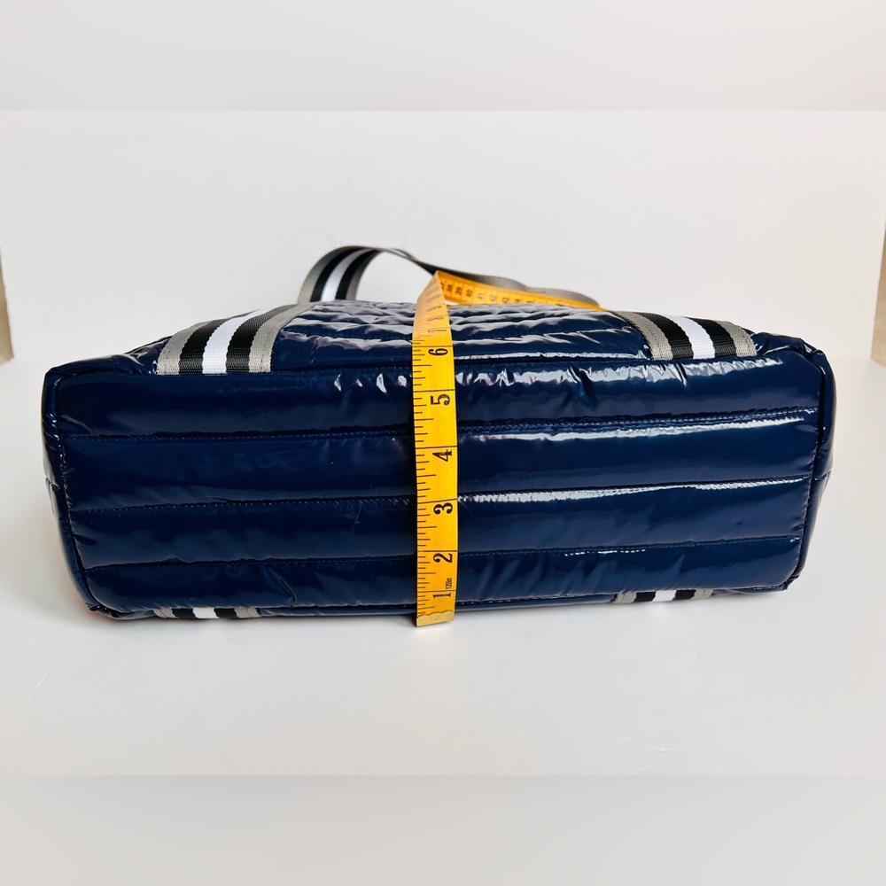 Think Royln Patent Wingman Puffer Tote Large Cobalt Blue Travel Shoulder Bag - Picture 14 of 16